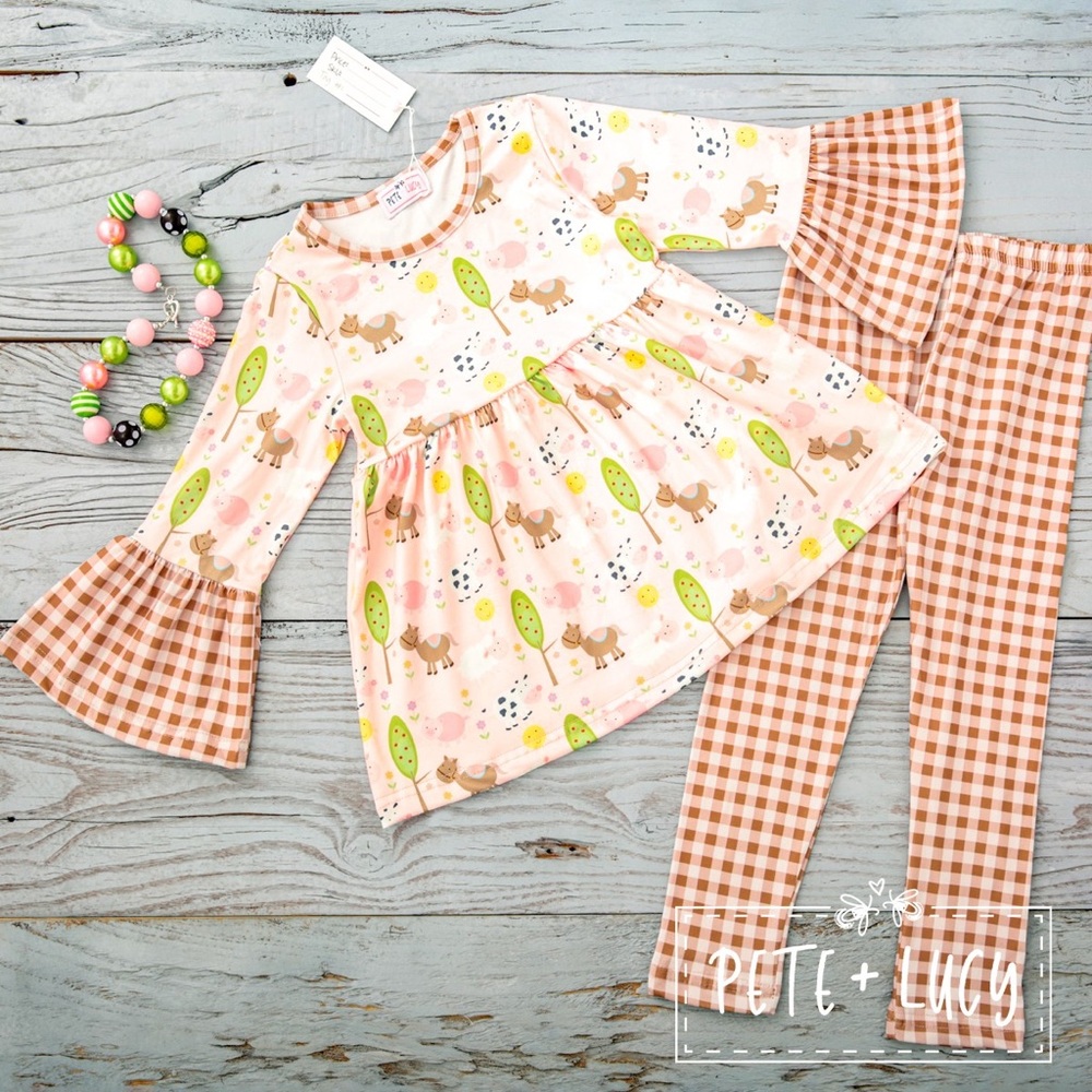 Cute Animal Print Dress and Leggings Set